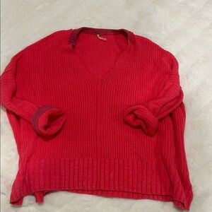 Cozy Pink Oversized V-Neck Sweater